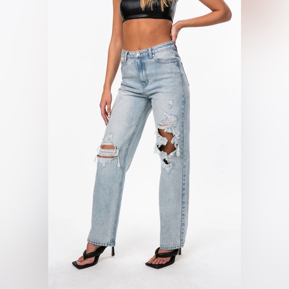 Edikted Wide or Die Ripped Jeans - Picture 1 of 8